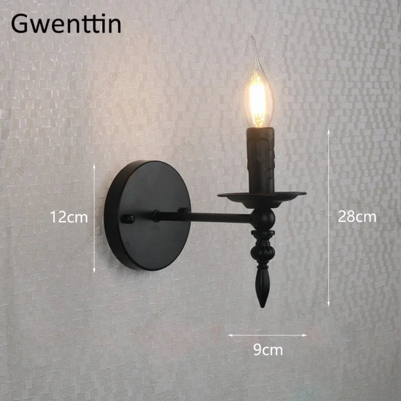 Retro iron wall light with decorative LED lighting