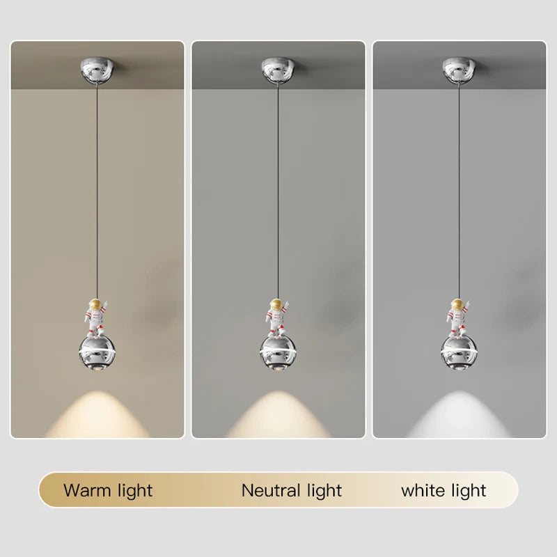Modern LED astronaut design pendant light - vue 5 sur 18