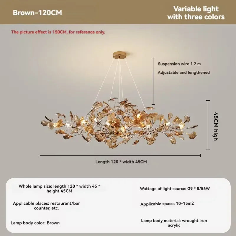 Artpad Nordic romantic chandelier with acrylic leaves for the home - vue 14 sur 21