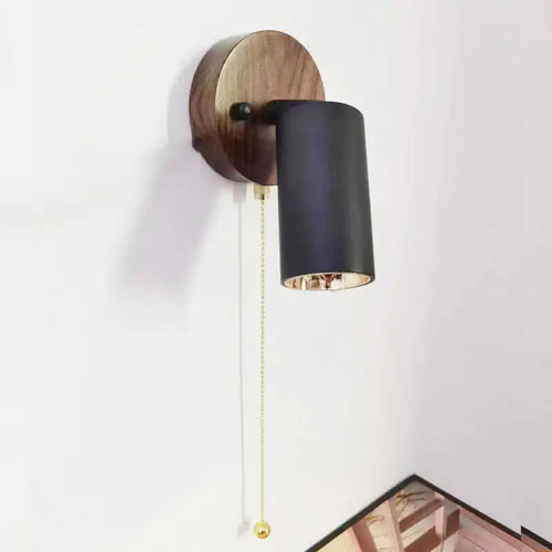 Japanese wooden wall light with switch and rotation - vue 2 sur 6