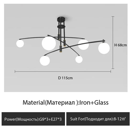 Modern glass chandelier nordic style for interior decor - vue 12 sur 12