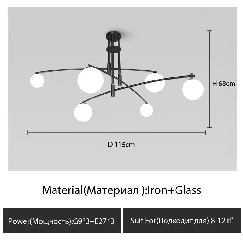 Modern glass chandelier nordic style for interior decor - vue 12 sur 12