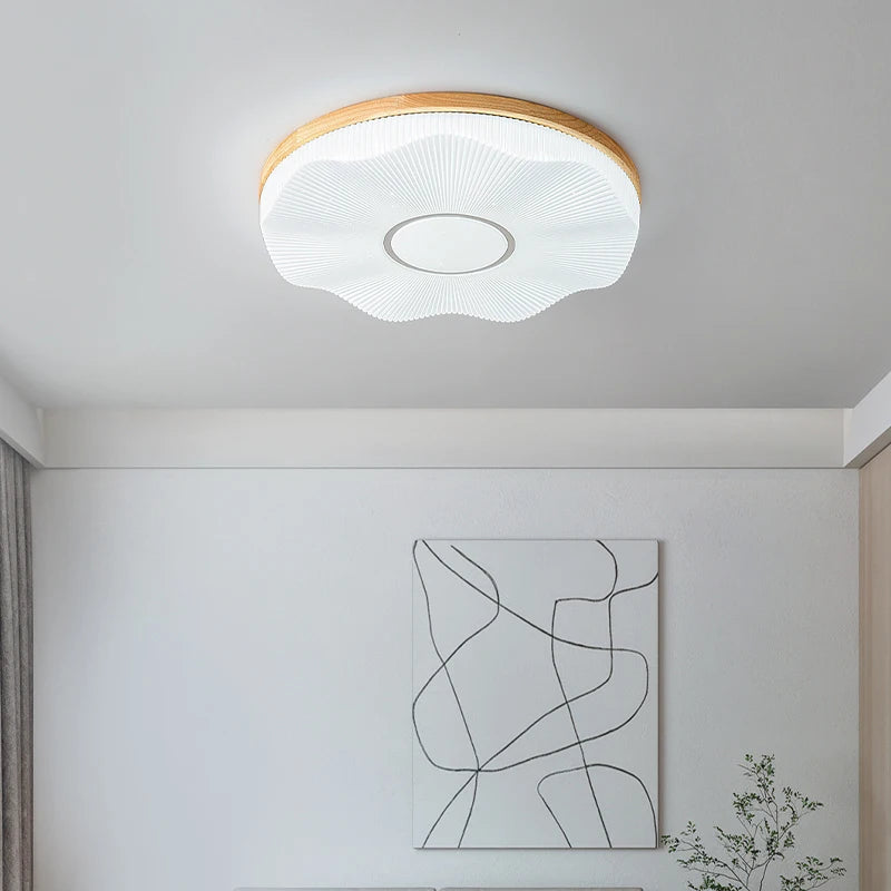 Creative Nordic wooden recessed LED ceiling light - vue 3 sur 10