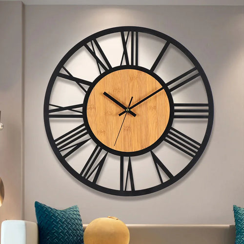 large 3d nordic retro roman numerals decorative silent wall clock - vue 2 sur 7