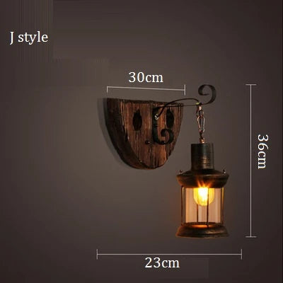 Industrial wood wall lamp vintage loft style - vue 9 sur 19