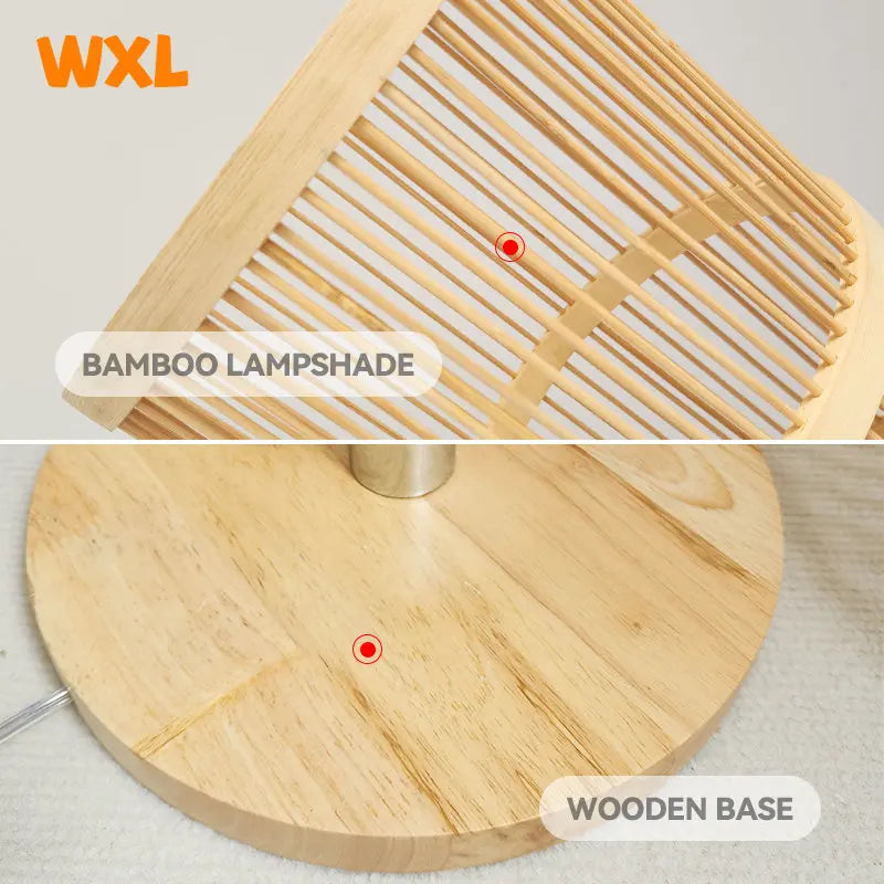 Asian bamboo floor lamp zen rustic decorative - vue 5 sur 7