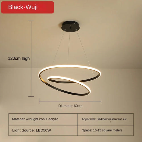 lustre circulaire moderne led éclairage suspendu nordique - vue 10 sur 10