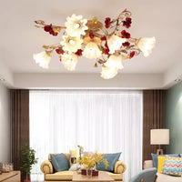 Romantic retro wall light with warm flowers and plants