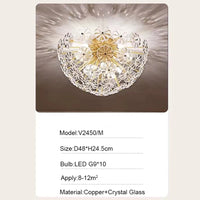 Luxury nordic crystal glass ceiling light for modern interiors