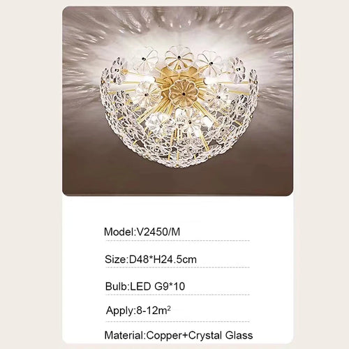 Luxury nordic crystal glass ceiling light for modern interiors