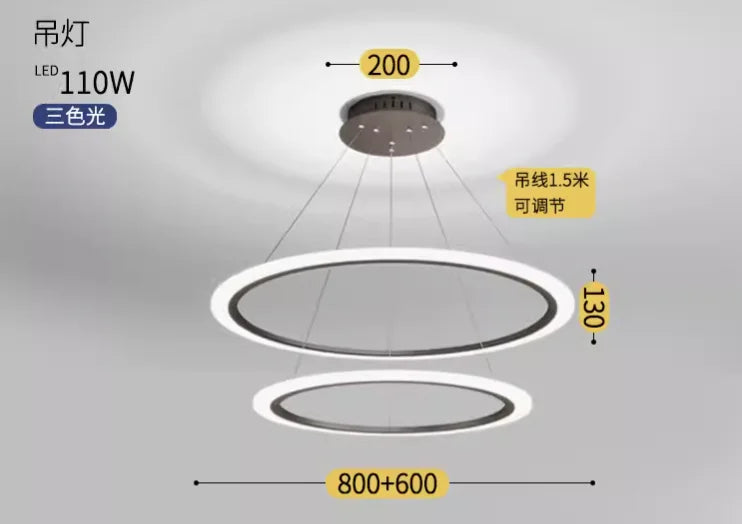 Modern minimalist nordic LED chandelier italian creative ring - vue 8 sur 12