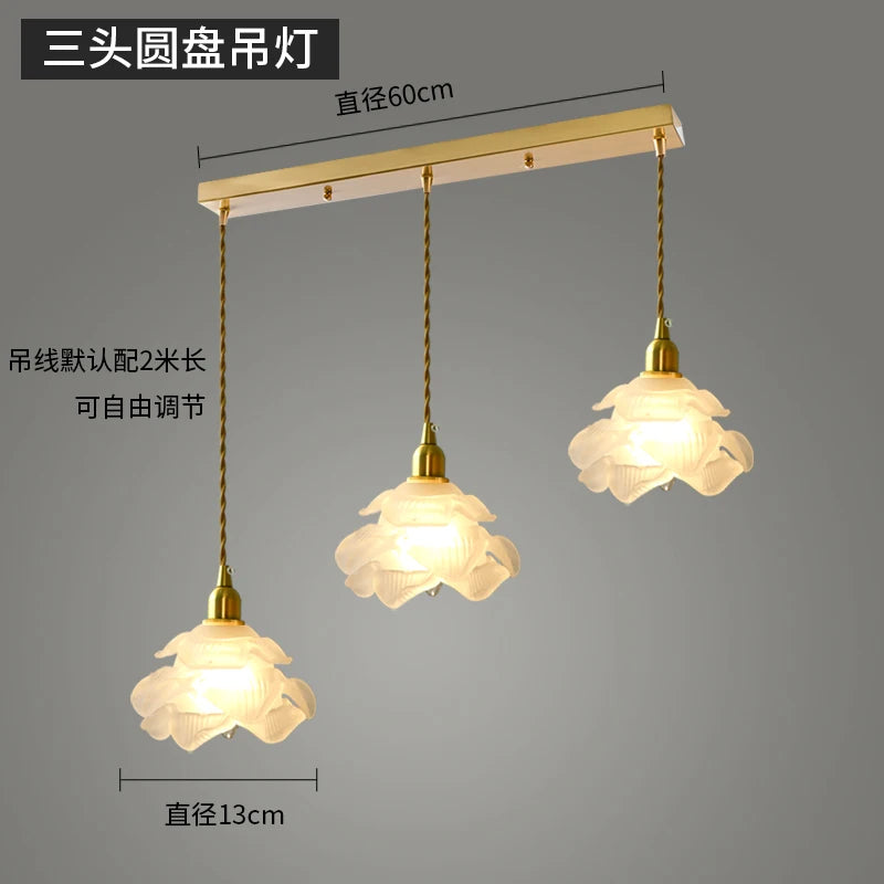 Retro brass and glass petal pendant light for interior decoration