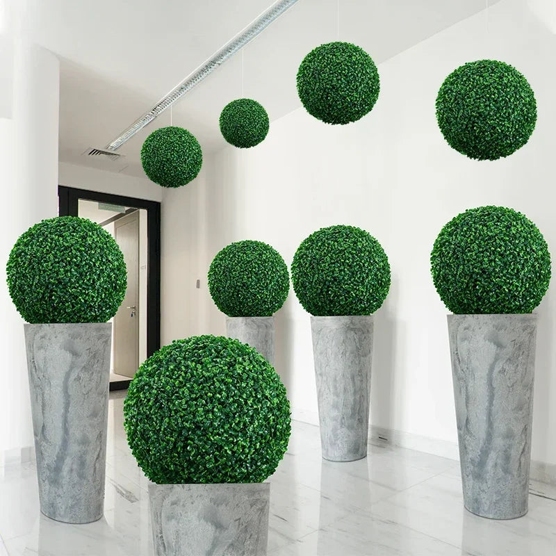 Decorative artificial boxwood ball for indoor and outdoor use
