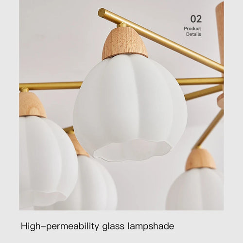 Wooden chandelier for modern and stylish decor - vue 4 sur 10
