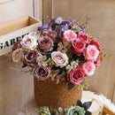 Artificial silk rose bouquet for home decoration
