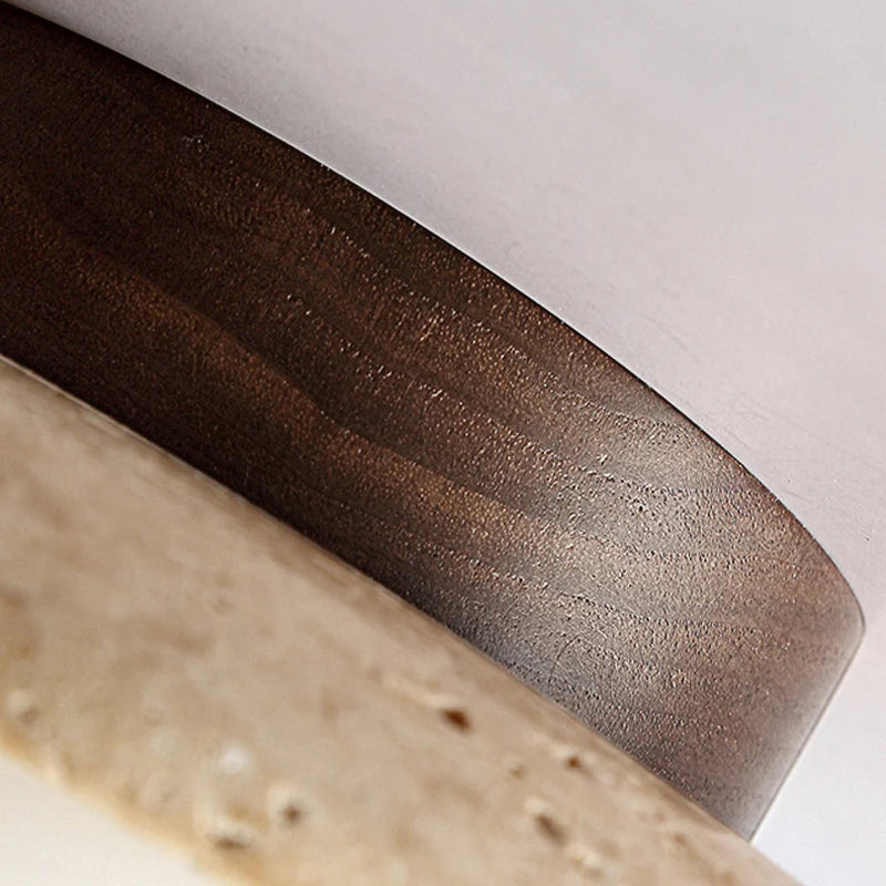 Wabi sabi travertine disc ceiling light for indoor and outdoor use - vue 6 sur 6