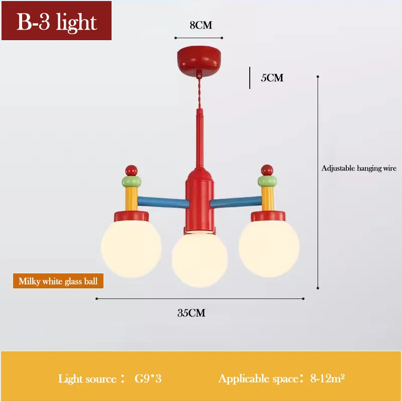 Colourful glass chandelier for children's princess bedroom - vue 5 sur 8