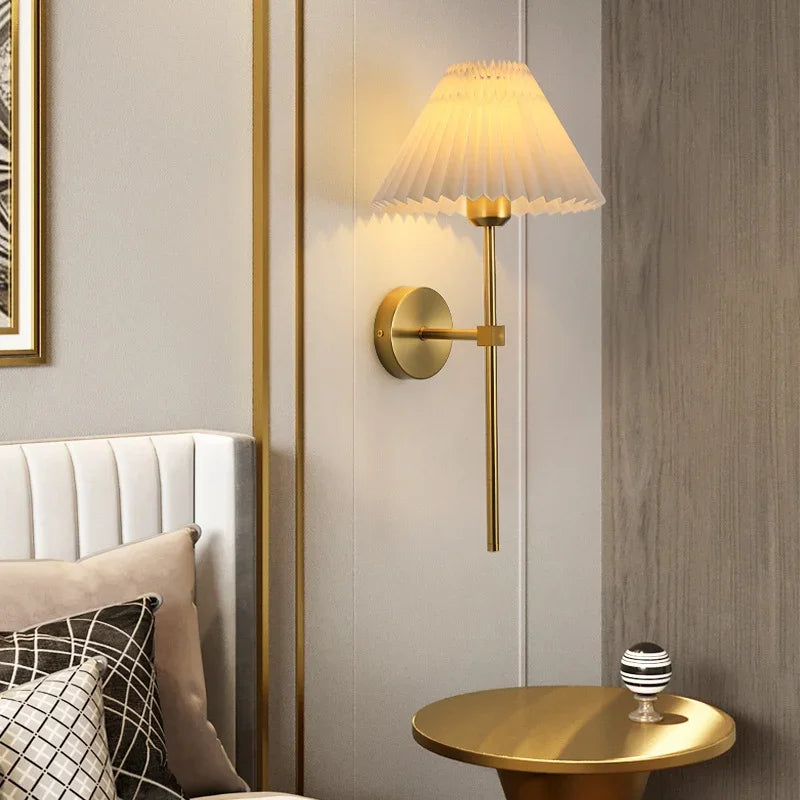 Modern pleated fabric wall light nordic creative hotel lighting