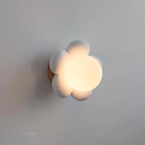 Pink and white flower LED wall light - vue 2 sur 5