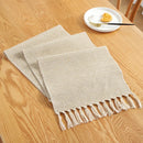Beige embroidered linen table runner, rustic style