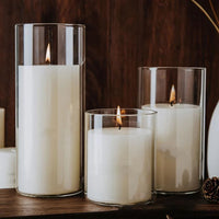Transparent glass cup-shaped candle holders for festive home decoration