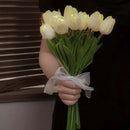 Decorative tulip lamp with artificial flowers for indoors