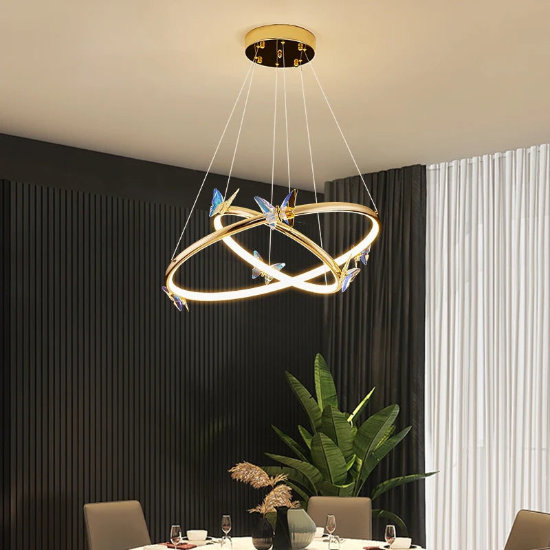 Gold ring LED butterfly light for hotel, boutique, office, restaurant - vue 4 sur 20