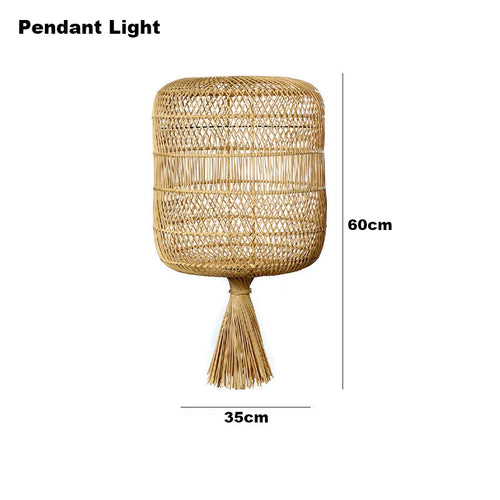 Simple Nostalgic Vintage Style Rattan Floor Lamp - vue 12 sur 16