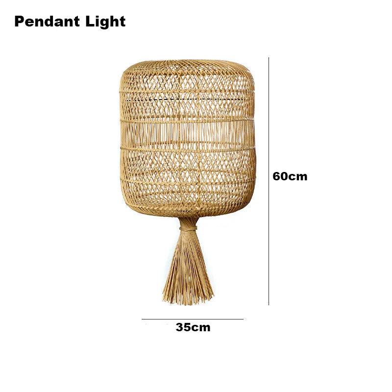 Simple Nostalgic Vintage Style Rattan Floor Lamp - vue 12 sur 16