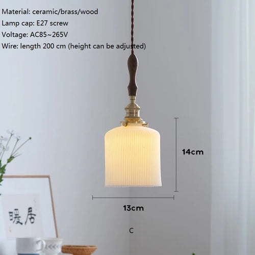 Japanese ceramic LED pendant light for kitchen and restaurant - vue 9 sur 11