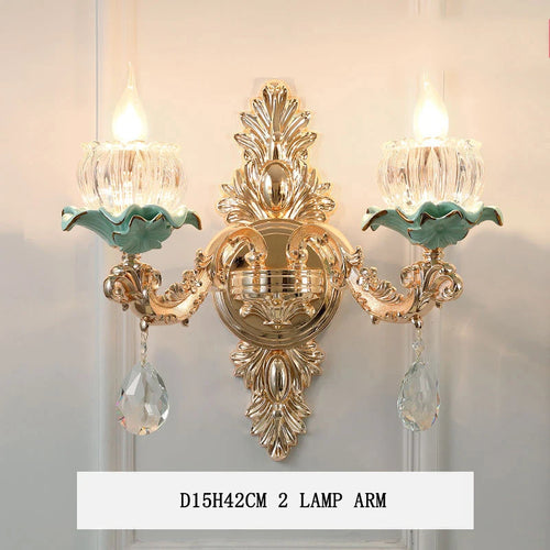 Modern luxury European retro crystal and ceramic chandelier