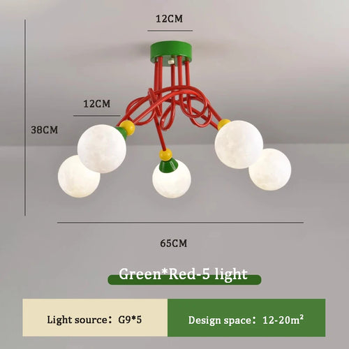 Colourful nordic chandelier for modern and simple children's room - vue 9 sur 10