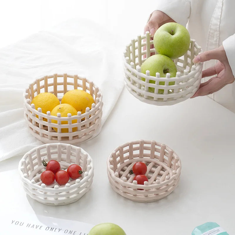 ceramic woven storage basket for decor and various uses