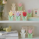 handmade scented tulip candle for decorations and aromatherapy