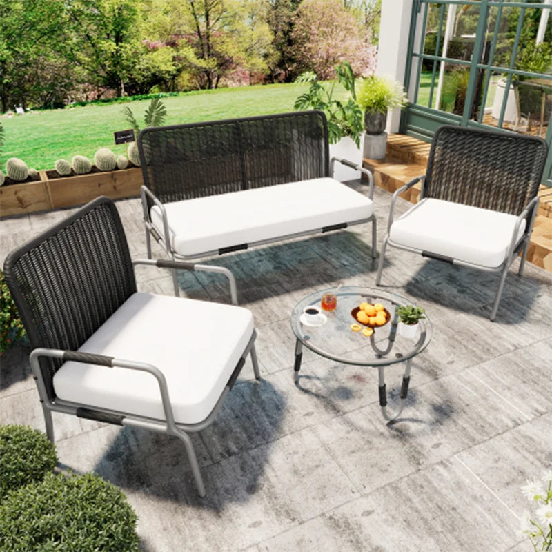 Poly Rattan Seating Group, Garden Furniture Seating Set garden Sets, garden Lounge for 4, with armchair, coffee table &amp; Cushions