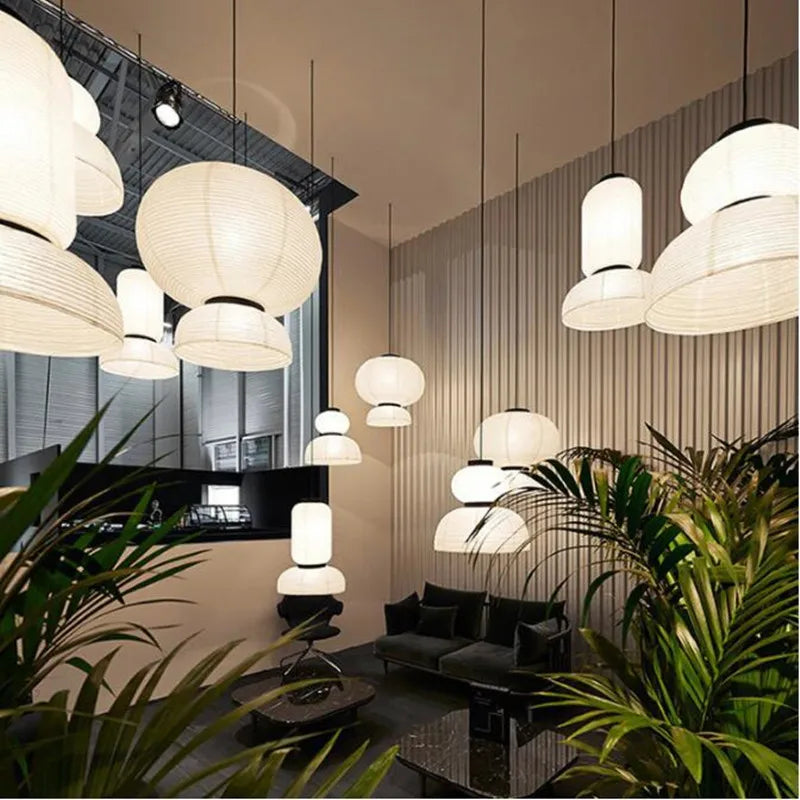 Danish design rice paper pendant light for interior decor - vue 3 sur 9