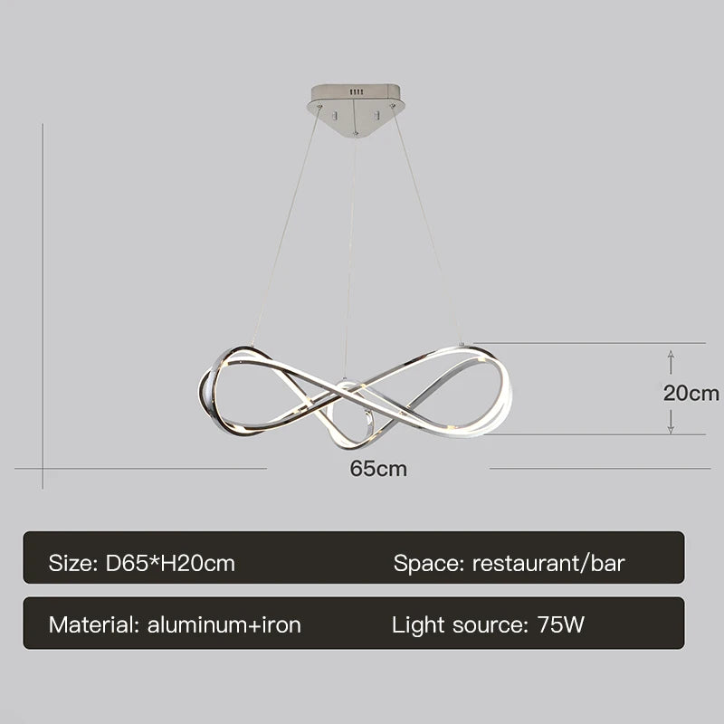 suspension design moderne avec télécommande et courbes élégantes