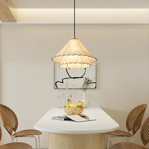 Nordic fabric pendant light wabi sabi for creative interior decor - vue 4 sur 9