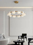 Minimalist natural marble pendant light with LED lighting