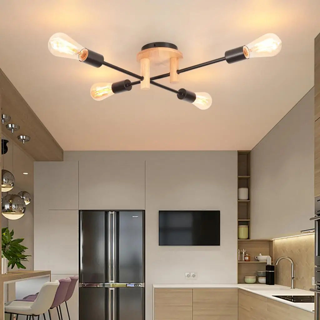 Modern wooden chandelier for indoor decoration - vue 9 sur 9