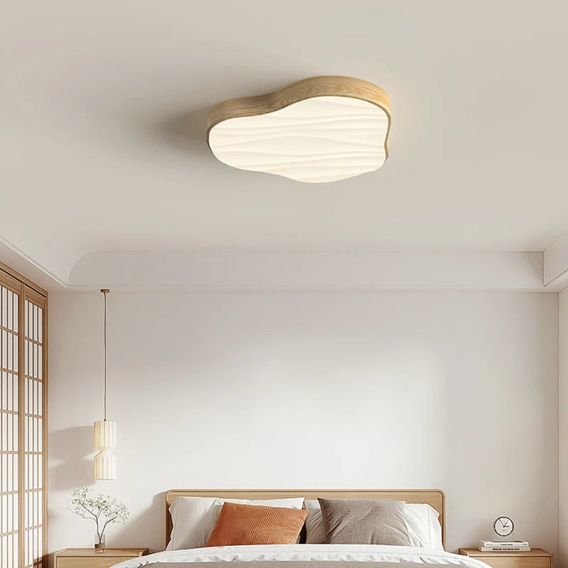 Modern simple wood grain chandeliers for home lighting - vue 6 sur 14