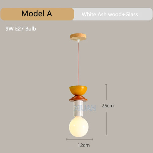 Modern wooden chandelier with LED for home - vue 14 sur 13