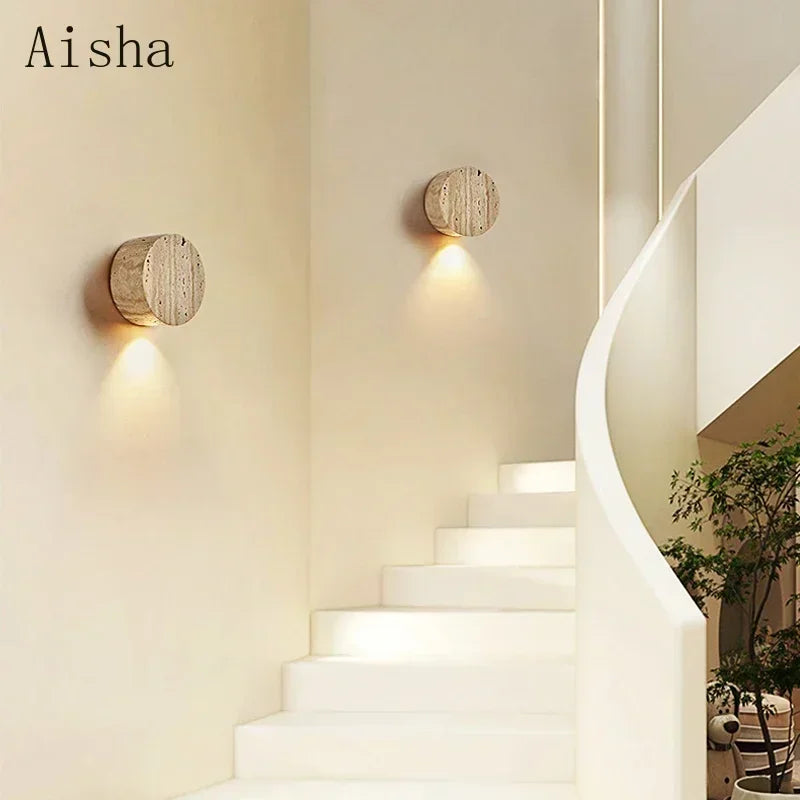 Japanese wabi sabi natural stone wall light for indoor use - vue 3 sur 7