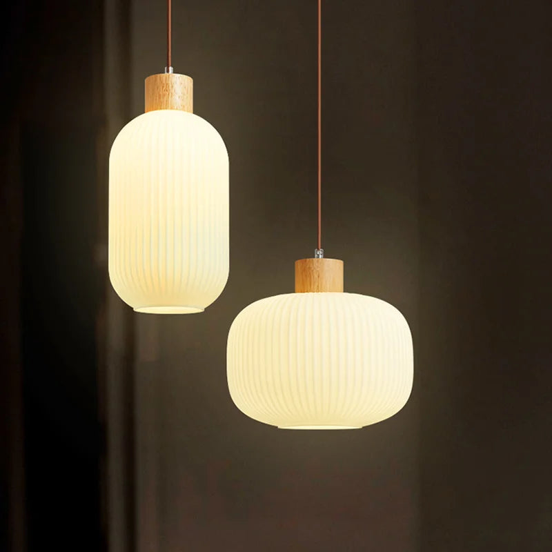 Modern loft LED chandelier with glass shade
