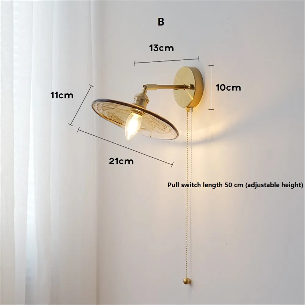 Retro rotating wall light in glass and copper with switch - vue 9 sur 9