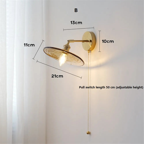 Retro rotary copper glass wall light with switch - vue 9 sur 8
