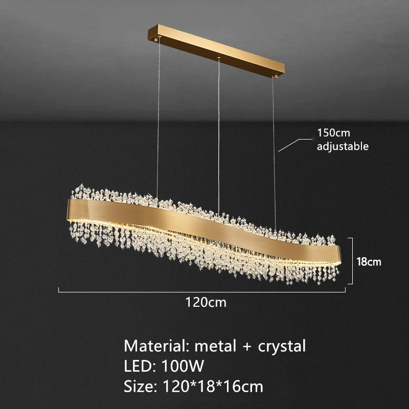 modern crystal chandelier with adjustable gold metal - vue 10 sur 12