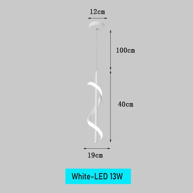 Modern LED pendant lights with long spiral cable