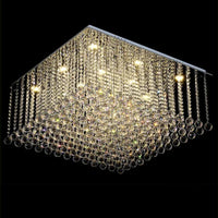 Square crystal flush mount LED chandelier for luxury living room