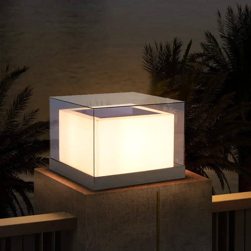 Waterproof solar pillar light for garden and villa